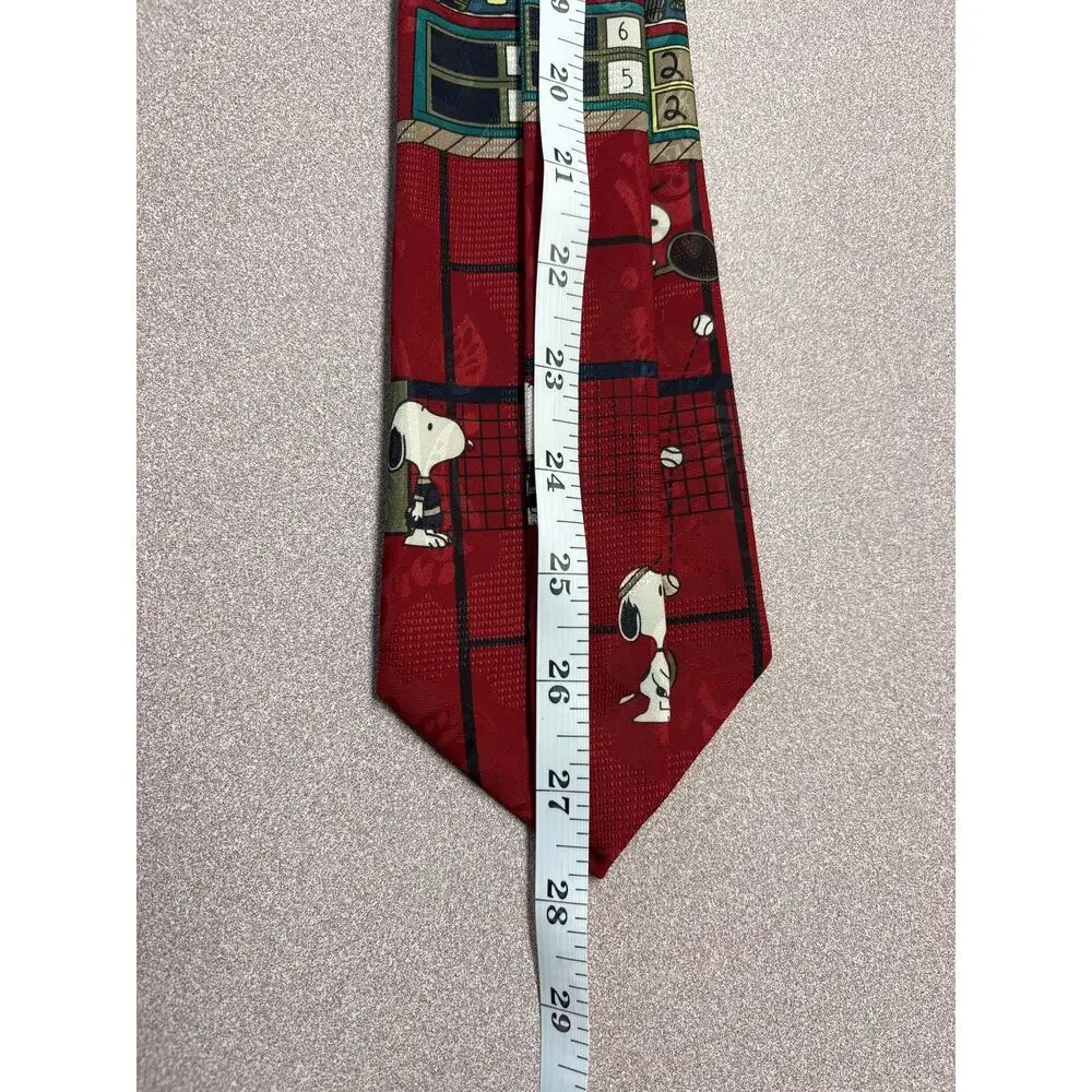 Snoopy Peanuts Tennis Tie Red Charlie Brown Woodstock Novelty